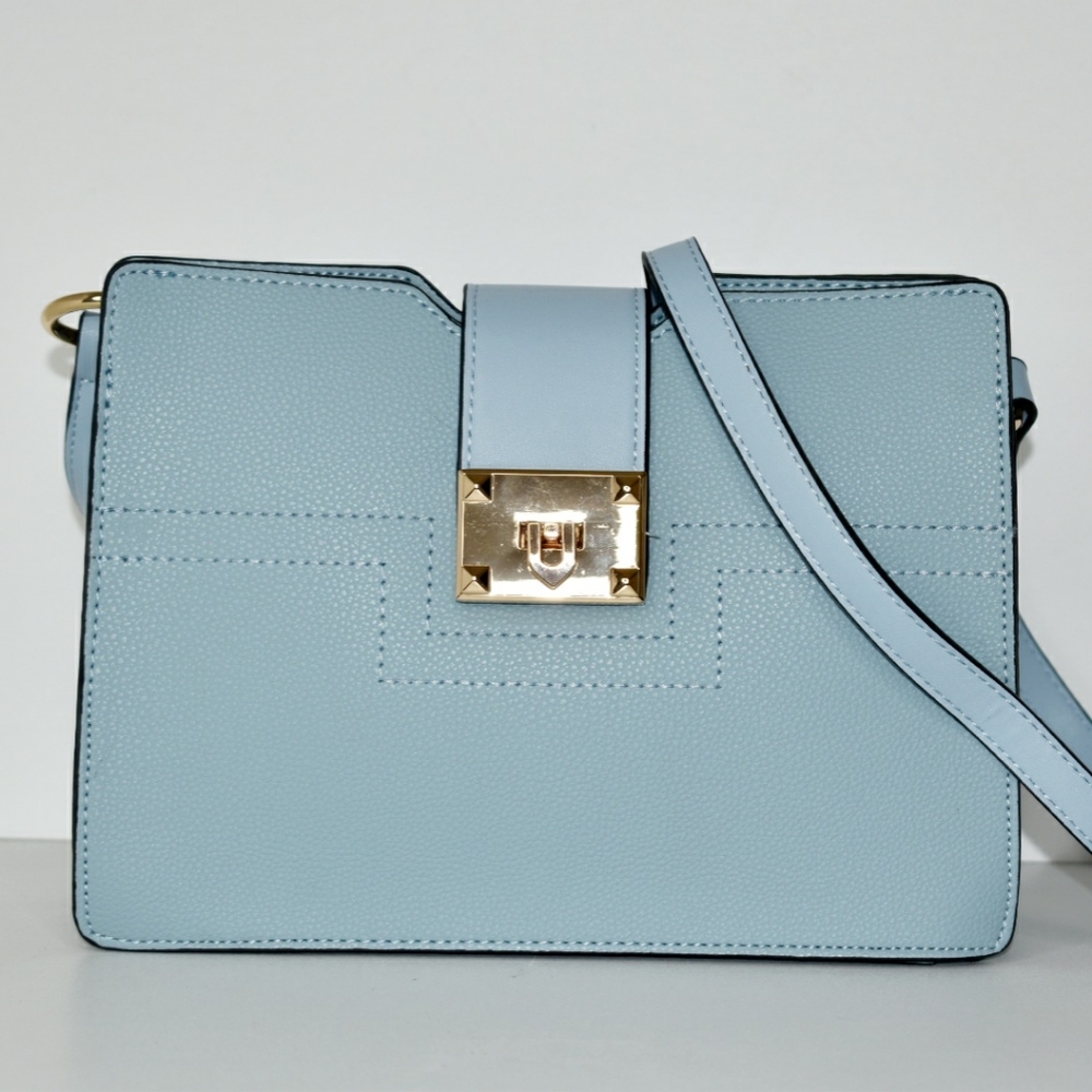 Diophy Sky Blue Leather Shoulder Bag